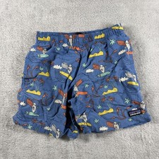 Patagonia Swim Shorts Kids 7-8 Blue Flying Fish Surf Print Trunks Mesh Lined