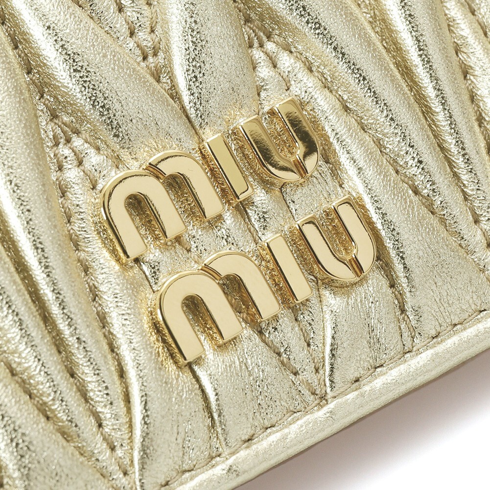 MIUMIU Wallet Women Bifold Shearling Matelassé Leather