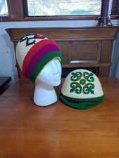 2 Vintage Wool Beanie Cap Women's Embroidered Alpaca Hat Handmade