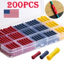 200PC 10-22AWG Assorted Butt Splice Crimp Connectors Insulated Straight Terminal
