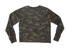 ATHLETA Green/Brown Warm Cotton CAMO CREW NECK SWEATSHIRT Gym Yoga Hike Women XS