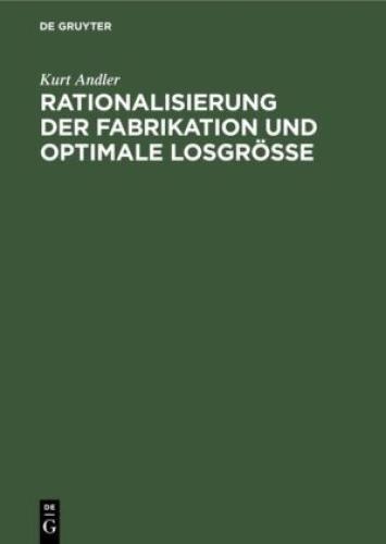 Thumbnail - Rationalisierung Der Fabrikation Und Optimale Losgröße 6774