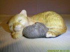 Vintage Cat and Mouse Figurine Curled Up Sleeping Resin Felt Bottom — photo 1