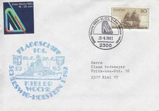 Schiffspost Bundesmarine Zerstörer Schleswig Holstein Flaggsch. Kieler Woche 83