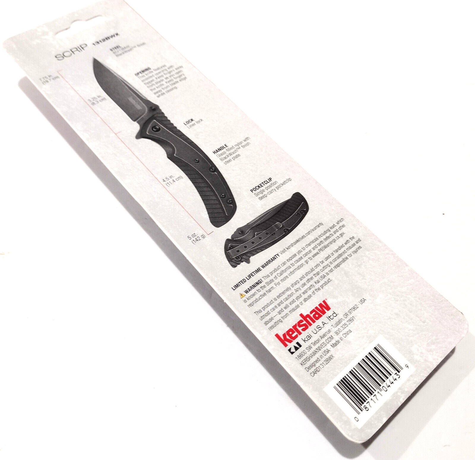 KERSHAW KS1312 Black SCRIP Spring Open Assisted Tactical Folding Pocket Knife