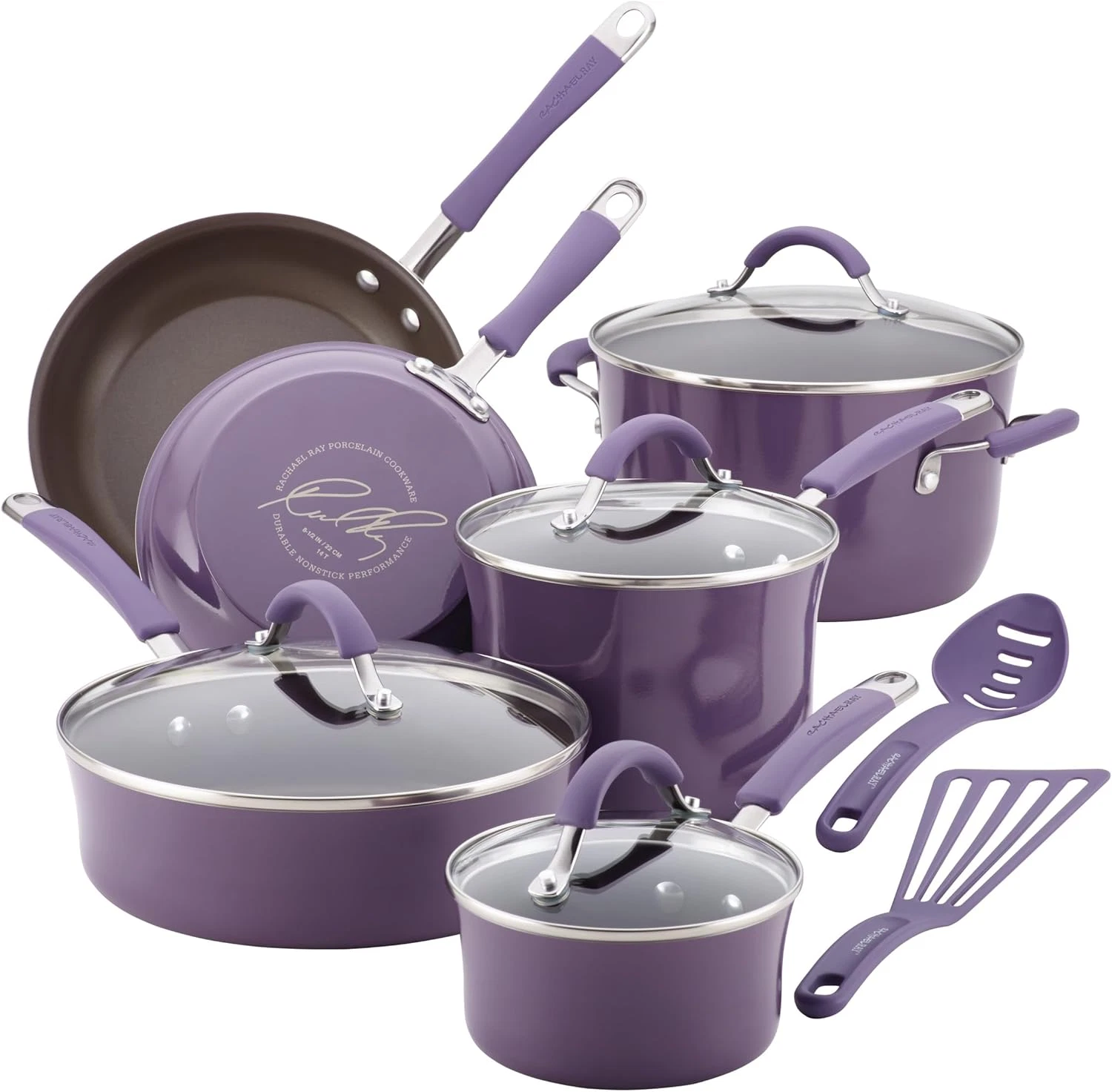 Lavender Purple 12-Piece Nonstick Cookware Set - Cucina Collection