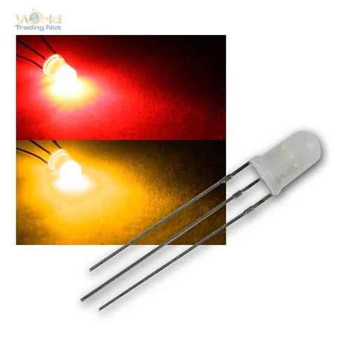 LED 3/5mm, 3-pin, zweifarbig diffus/wasserklar, zweifarbige Leuchtdioden AUSWAHL