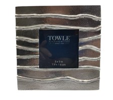 Towle Silversmiths Signature Photo Frame Wavy Abstract Design 3 x 3 inch