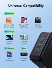 RavPower PD Pioneer 100W Dual Port USB-C Wall Charger Power Adapter iPad Laptop