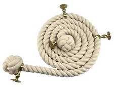 32mm Natural Cotton Bannister Handrail Stair Rope x 1.36m c/w 3 Brass Fittings