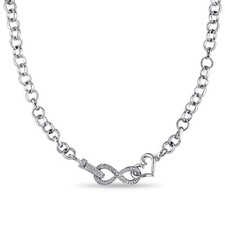 Amour Sterling Silver 1/10CT TDW Diamond Link Infinity Necklace