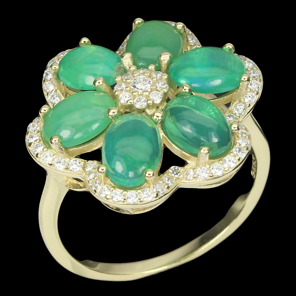 Anello In Argento Sterling 925 Con Opale Di Fuoco 7x5mm Simulato Cz Gioielli 9 - Immagine 2 di 4