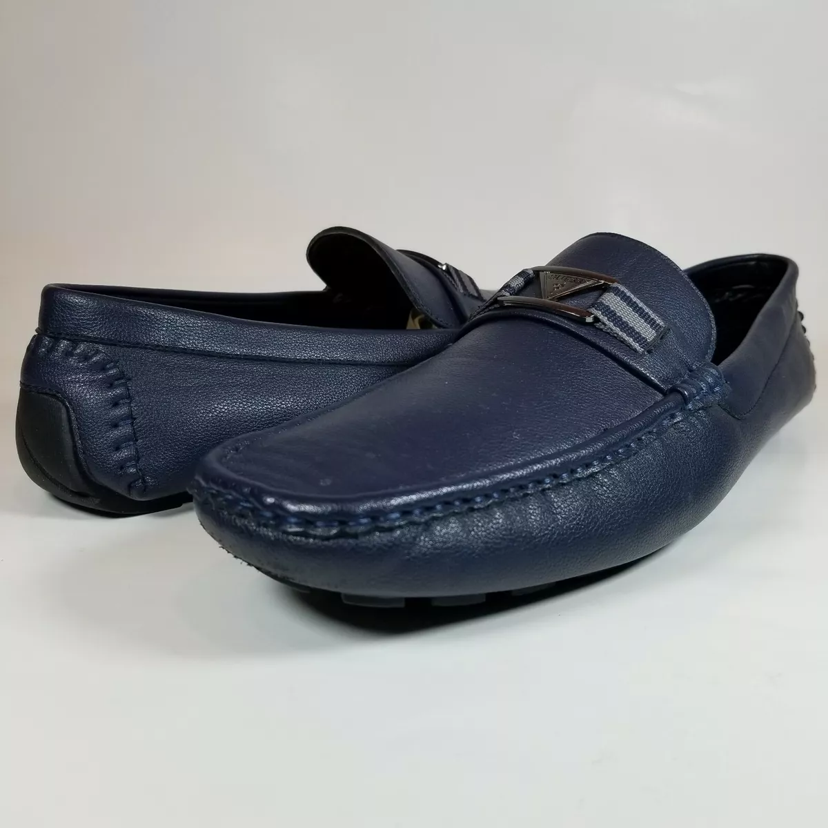 Navy blue shop loafers mens