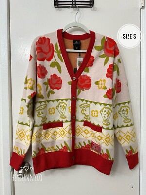 Disney Beauty and The Beast Rose Patterned Women's Cardigan Size S