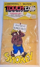 Smokey The Bear Vintage 3 Dimensional Selfstik Sticker Touch-Ems 6 x 4 in