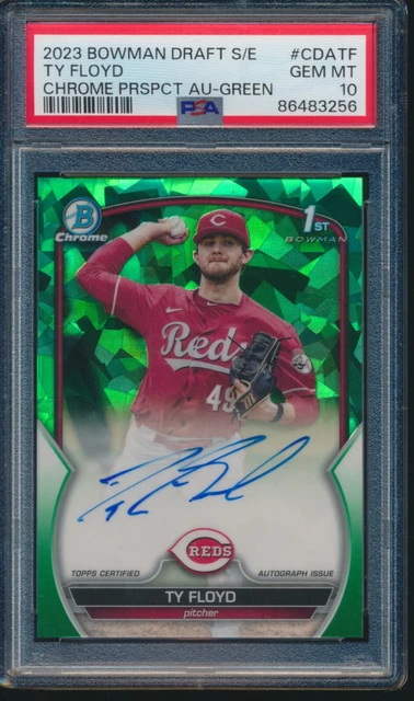PSA 10 TY FLOYD AUTO 2023 Bowman Chrome SAPPHIRE GREEN REFRACTOR /99 RC GEM MINT