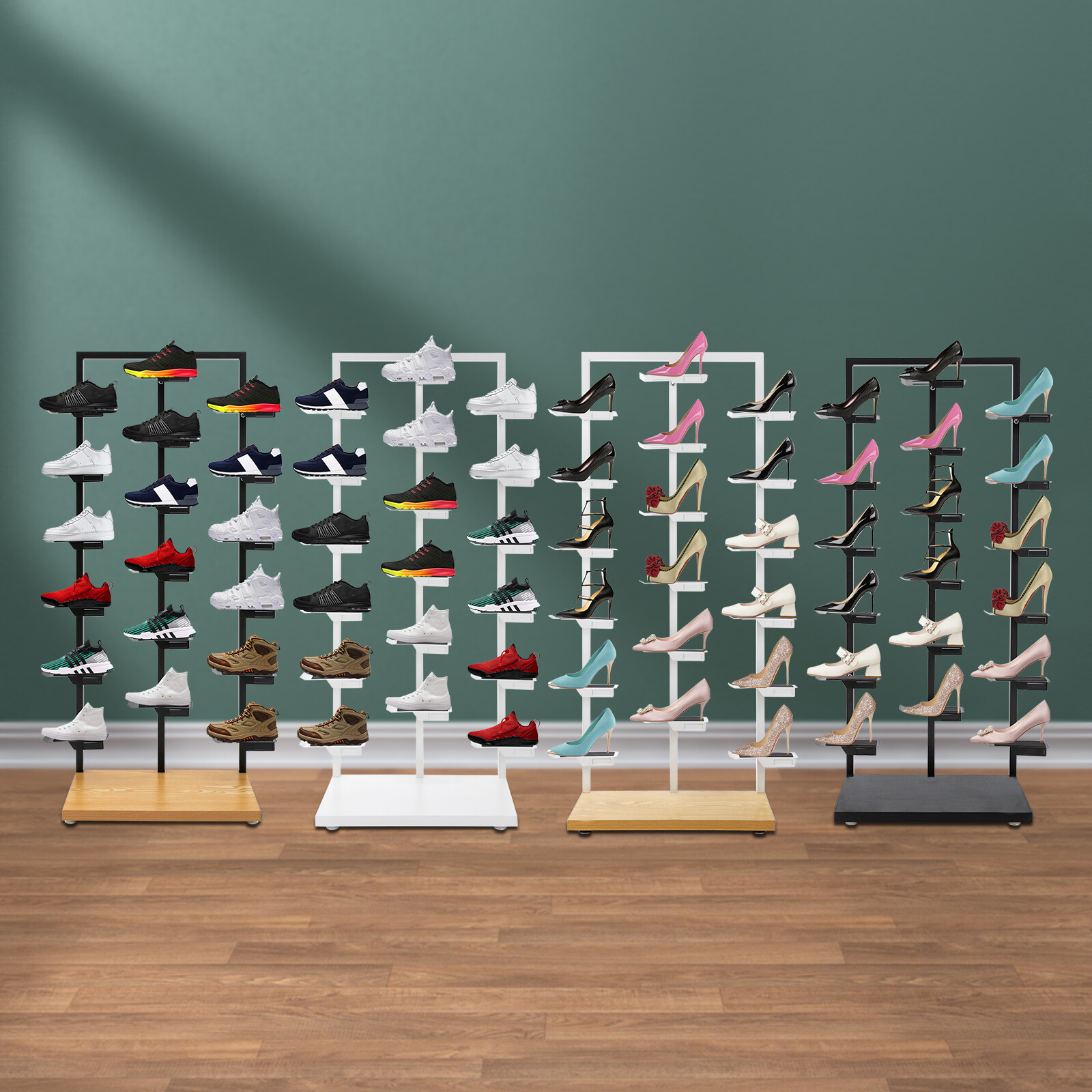 Commercial Clothing Store Shoe Rack Free Standing Retail Shoe Display Shelf