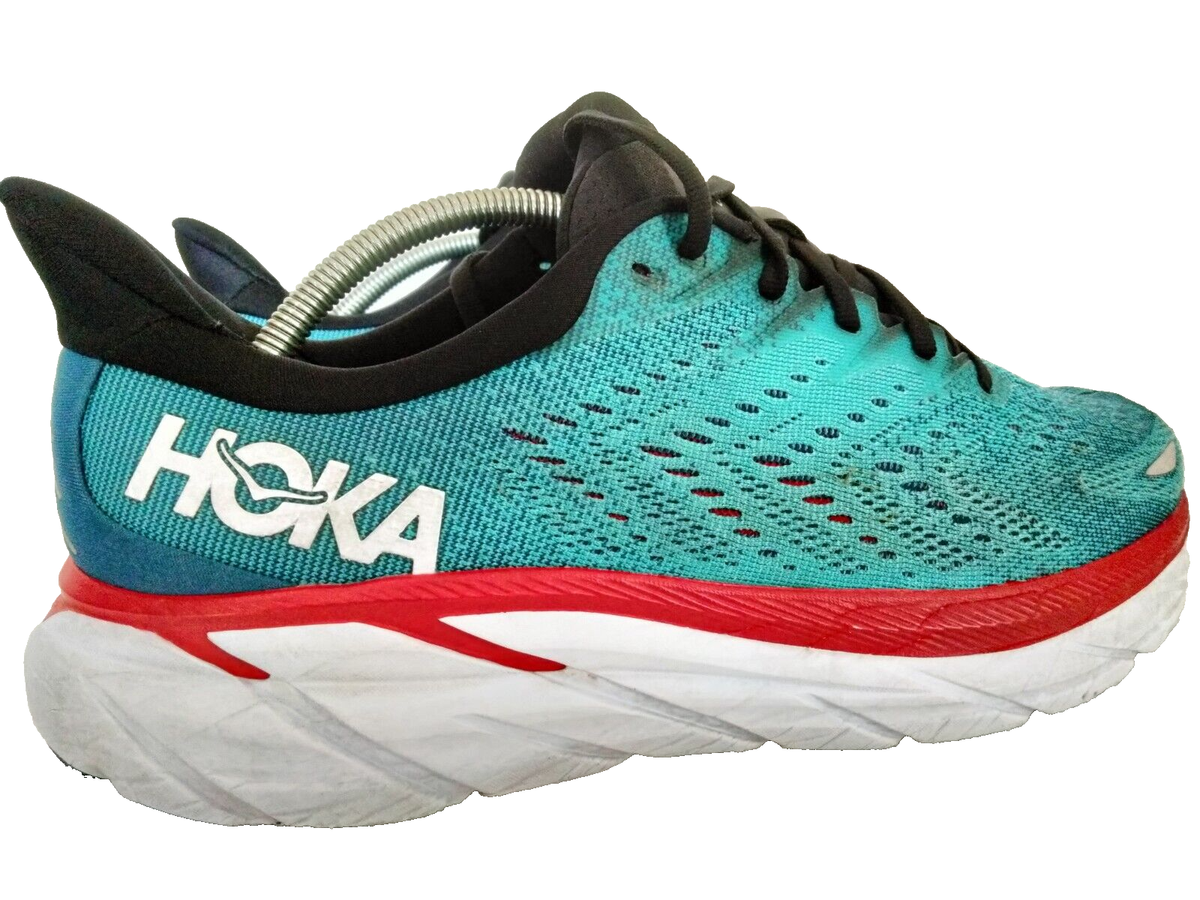 HOKA Clifton 8 Shoes Mens Size 9 Teal Red‎ White Running Cushioned 1119393 RTAR Men main image 2