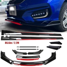 Front Bumper Lip Spoiler Splitter Body Side Skirt Gloss Black  For Honda Fit