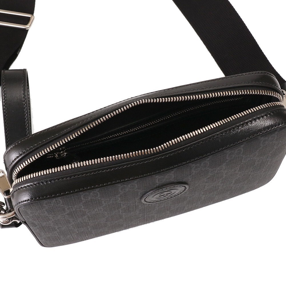 グッチ クロスボディバッグ 703468 92THF 1000 ブラック GUCCI Shoulder Bag Men GG Supreme Canvas Interlocking G