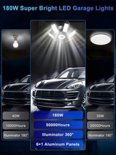 100W 2Pack LED Garage Light Super Bright Work Shop Ceiling Light Deformable Bulb