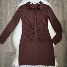 Zara Brown Long Sleeve Dress Sz Small NWT