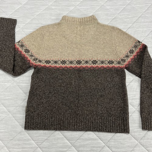 Woolrich 100% Lambs Wool Sweater Womens Medium Quarter Zip Fair Isle Hickory - Picture 20 of 21