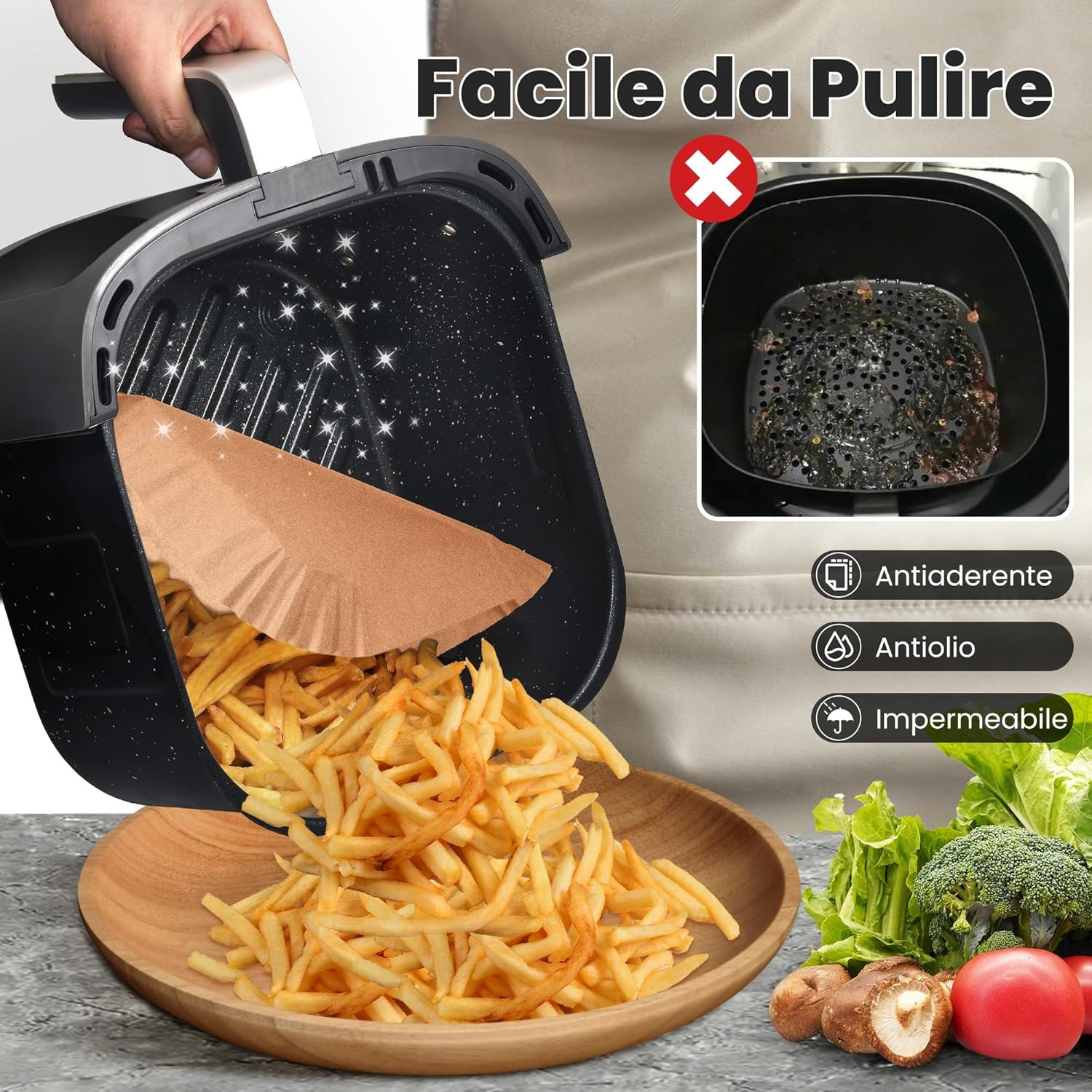 Carta per Friggitrice Ad Aria: 120 Pezzi Carta Forno per Friggitrice Ad Aria Qua foto 4
