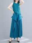 PLEATS PLEASE ISSEY MIYAKE sleeveless top + irregular trousers two-piece set — photo 1