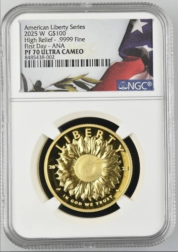 2025 W Gold Proof American Liberty $100 NGC PF70 Oklahoma ANA SHOW FDI First Day