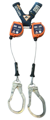 3M DBI-SALA Nano-Lok Edge SRL Twin-Leg Quick Connect, 8ft Self Retracting Orange