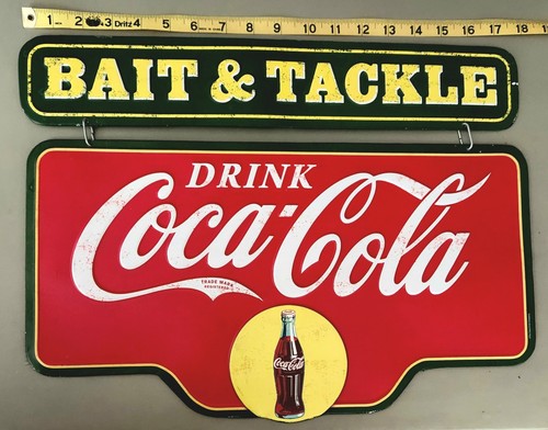 Coca Cola Bottle 18 x 13 inch Advertising Sign Bait & Tackle Topper Soda Fishing