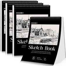 4 Pack Sketch Book 8.5 x 11Inch Sketchbook 68lb/100gsm Top Spiral Bound Sketc...