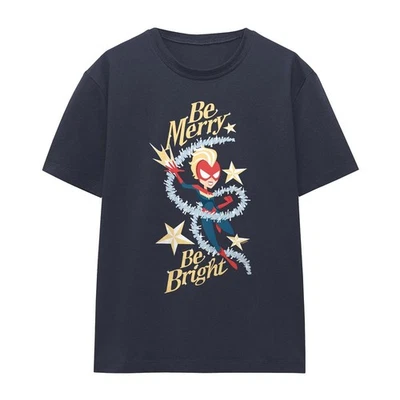 Captain Marvel - "Be Merry Be Bright" T-Shirt für Damen (TV25140) - Bild 1 von 4