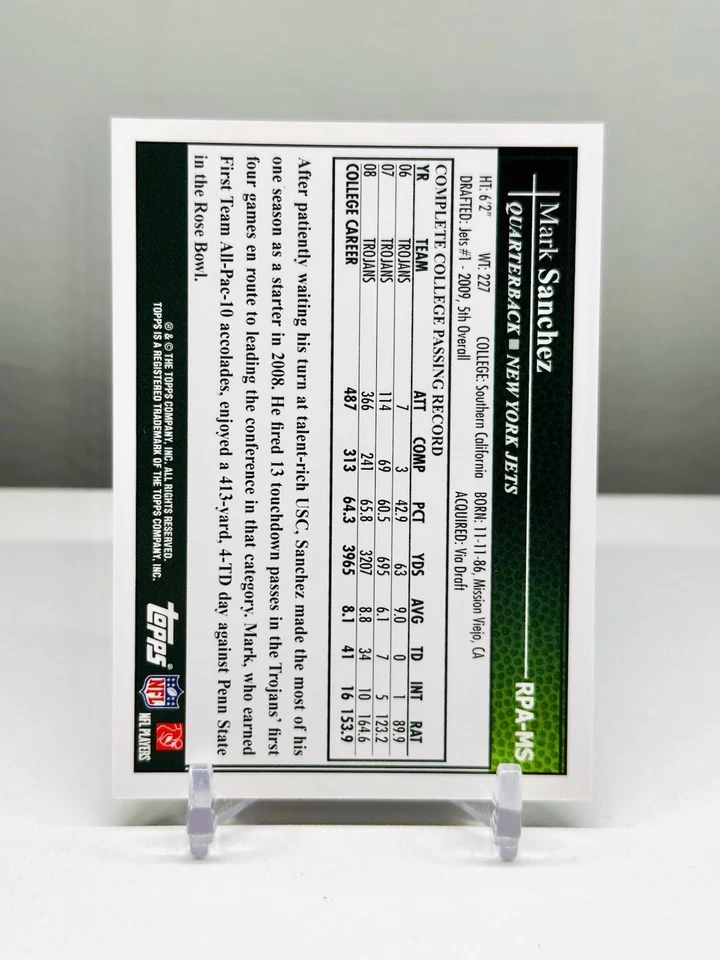 2009 Topps Rookie Premiere Mark Sanchez Auto RC MAG CASE INCLUDED Jets - Image 4 of 4