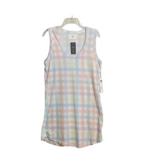 SOL ANGELES Pastel Gingham Mini Dress Scoop Neck Tank NWT Large Summer Style