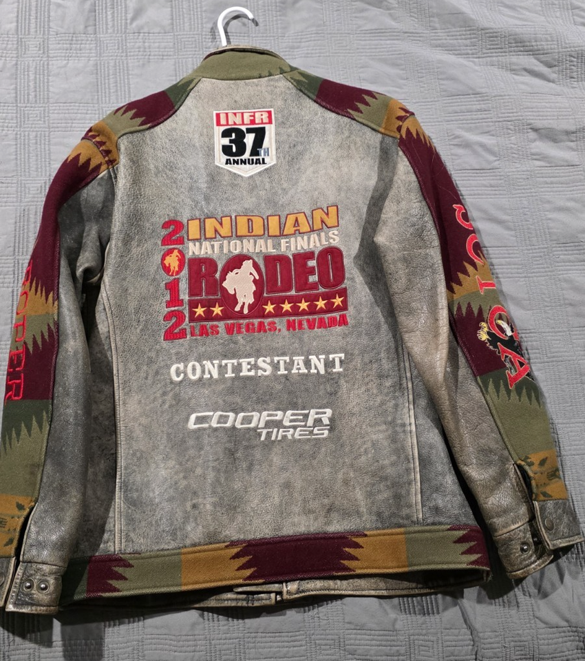 2012 INFR Indian National Finals Rodeo Jacket Roper Leather Wool or ...