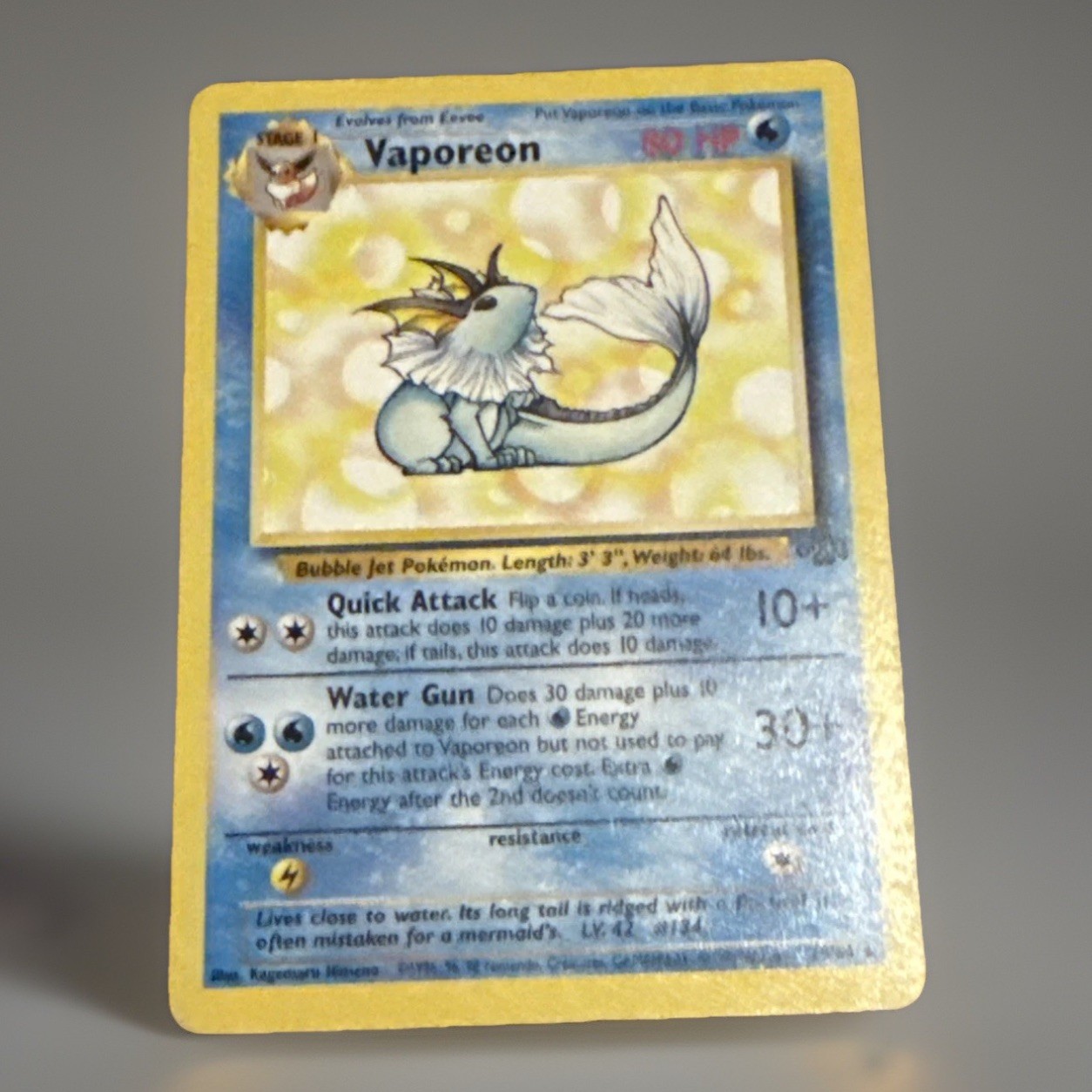 Pokemon Card Vaporeon 28/64 Non Holo Jungle Set Rare WOTC Light Play