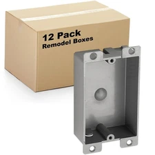 (Pack of 12) Plastic Electrical Box, Shallow Remodel Box, 8 Cubic Inch Grey O...