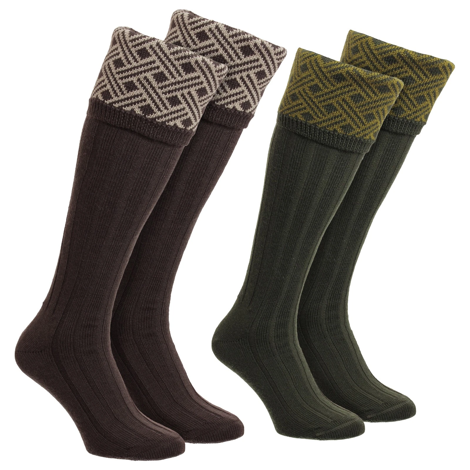 HJ Hall - Men’s Merino Wool Shooting Socks Warm Country Jacquard Outdoor
