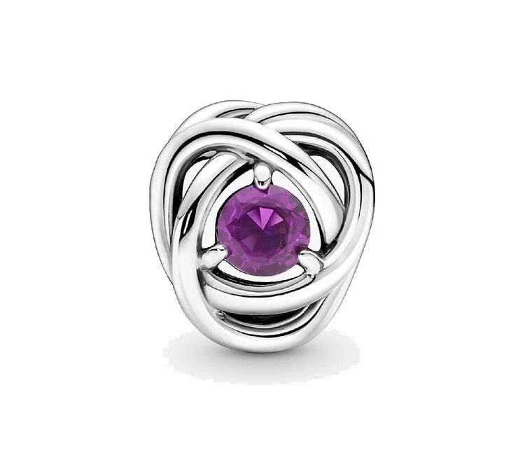 February Purple Eternity Circle Birthstone Charm Fit Pandor Bracelet - Image 2 of 4
