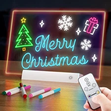 Rechargeable LED Note Board 11.8"×7.9",2 Modes & 7 Colors  Acrylic Dry Erase LED