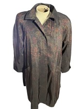 Vintage London Fog Floral Print Coat Women  s 14 Regular Made in Korea Trench