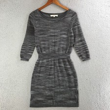 Ann Taylor LOFT Dress Womens XS Crewneck Pullover 3/4 Sleeve Knit Casual Gray