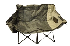 DOWINX Double Folding Camping Chair Loveseat 2-Person Gray Storage Pockets