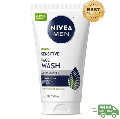 NIVEA MEN Sensitive Face Wash, Vitamin E & Chamomile, Alcohol-Free, 5 Fl Oz Tube
