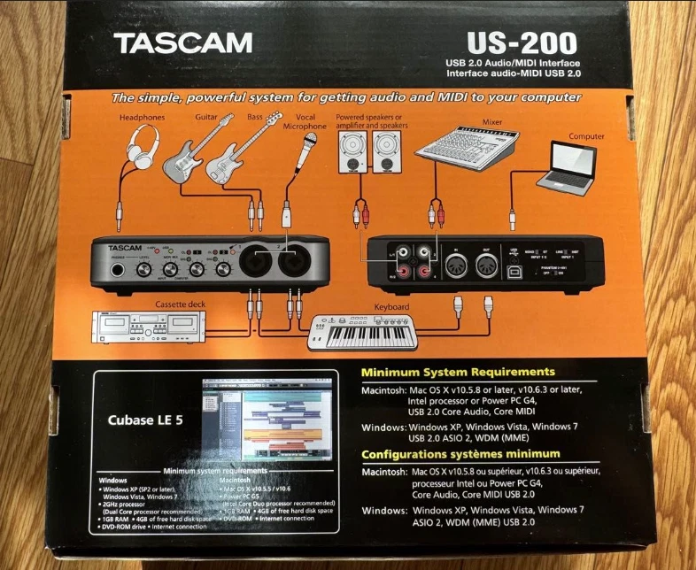 TASCAM US-200 USB2.0 Audio/MIDI Interface TEAC 2IN/4OUT 24bit/96kHz - Bild 2 von 4