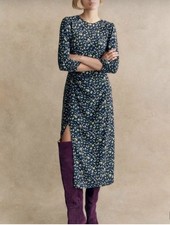 Sezane NWT Themis Midi Dress Liberta Floral Lightweight Side Slit Sz 44 / US 12