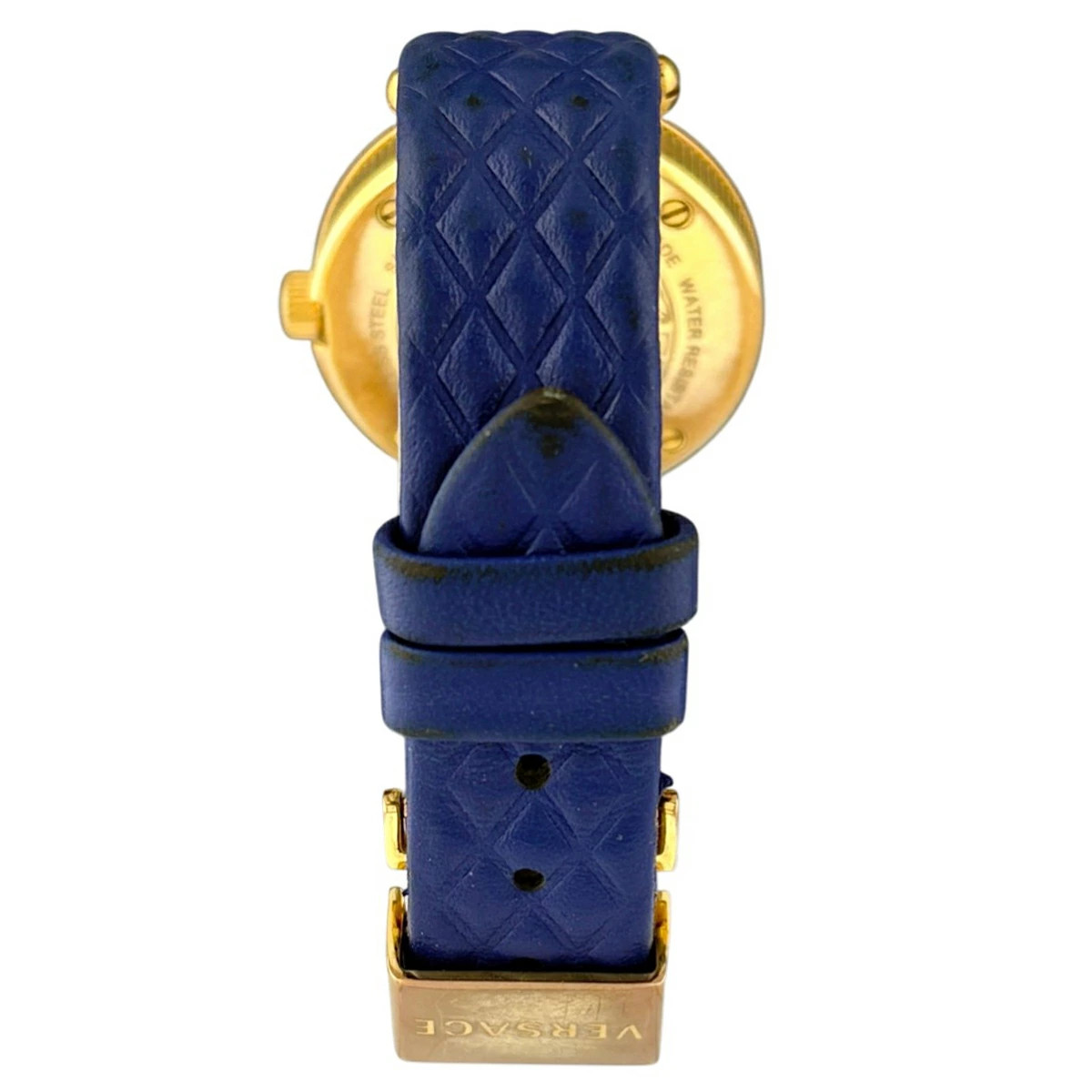 Versace Micro Vanitas Watch SS GP Leather Quartz Blue | eBay display picture 1
