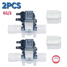 2X 1/2" N/C Magnetic Electric Solenoid Valve Water Air Inlet Flow Switch DC 12V